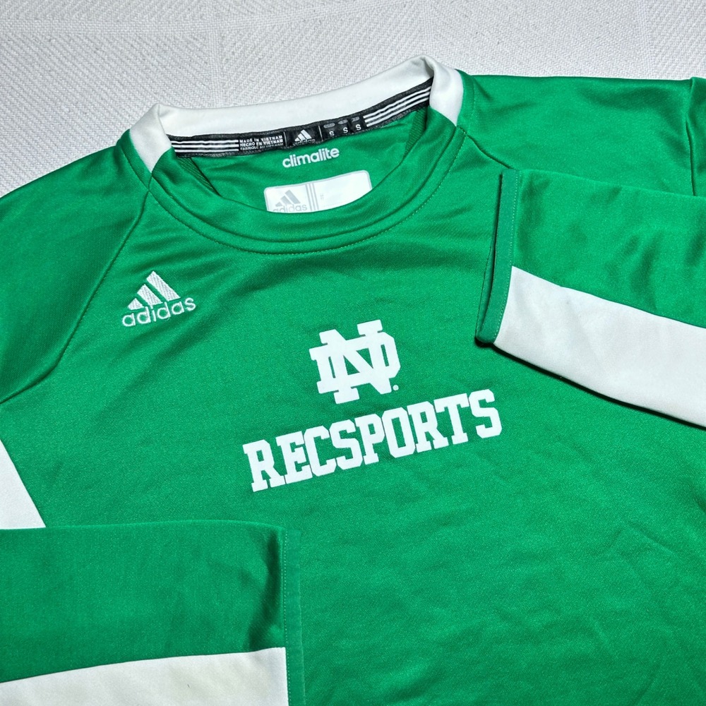 Adidas Training Shirt Mens Small Notre Dame RecSports Climalite Green White